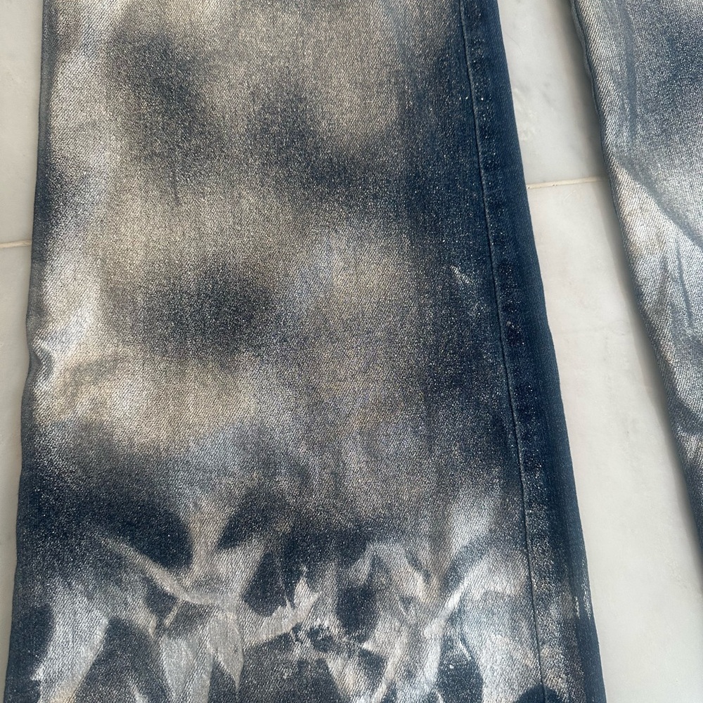 Pilcro Metallic Blue Wide-Leg Jeans - Picture 4 of 8